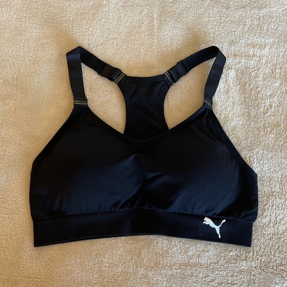 Puma Athletic Black Padded Logo Bra - Size S - Picture 1 of 6